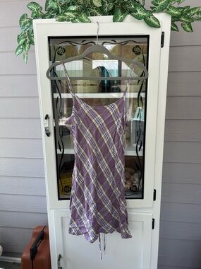 Cotton On Purple Plaid Mini Dress